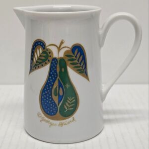 Georges Briard Creamer Forbidden Fruit Blue-green Pear with leaves Vintage MCM